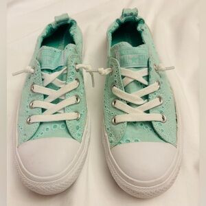 Converse Chuck Taylor Slip On Sneakers Mint Green Eyelet Lace
